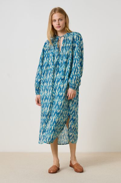 Leon & Harper Robe Rizhom Ikat Avantage Femme Blue Robes