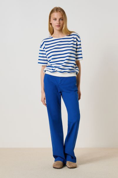 Femme Blue Baisse De Prix T-Shirt Tina Stripe Sweatshirts Leon & Harper