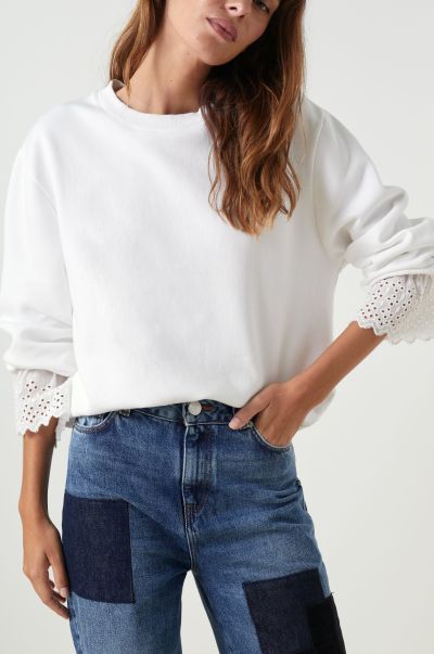 Sweatshirts Leon & Harper Gourmet Sweat Sweet Plain White Femme