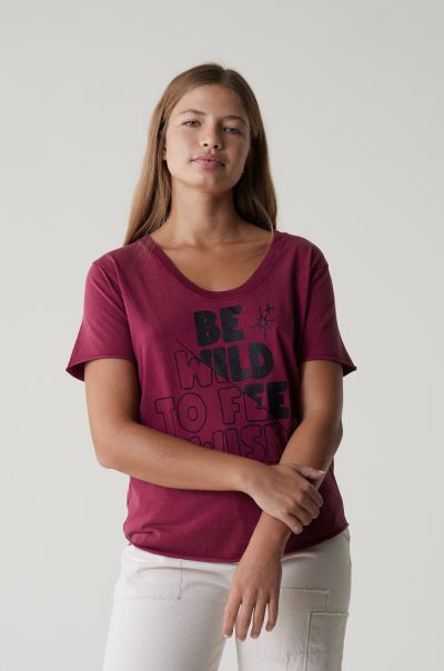 T-Shirts & Tops Merveilleux Tshirt Tizia Wise Leon & Harper Wine Femme