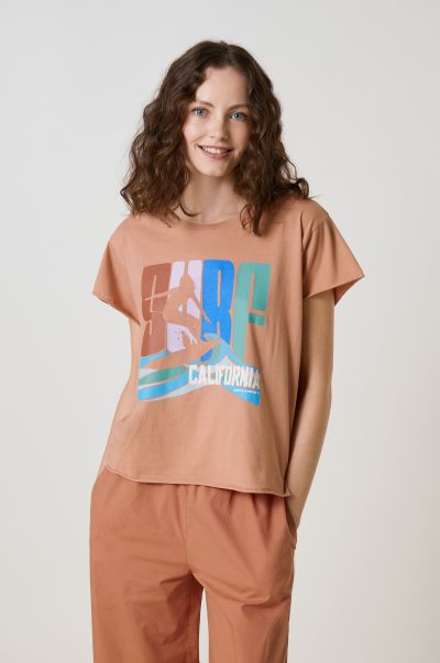 Leon & Harper Femme T-Shirts & Tops Moderne T-Shirt Tulum Surf Peach