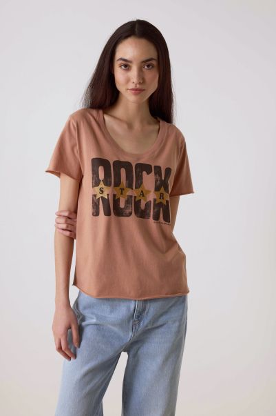 T-Shirt Tizia Stars Peach Femme Standard Leon & Harper T-Shirts & Tops